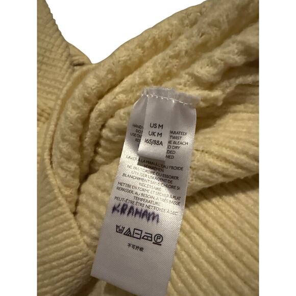 Women’s Size M BDG Zephyr Polo Sweater Cream Waffle Knit Collared Button - Picture 6 of 9